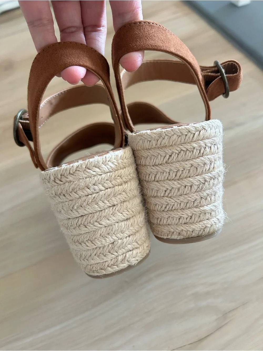 Universal Thread Tan Suede Espadrille Wedge Sandals